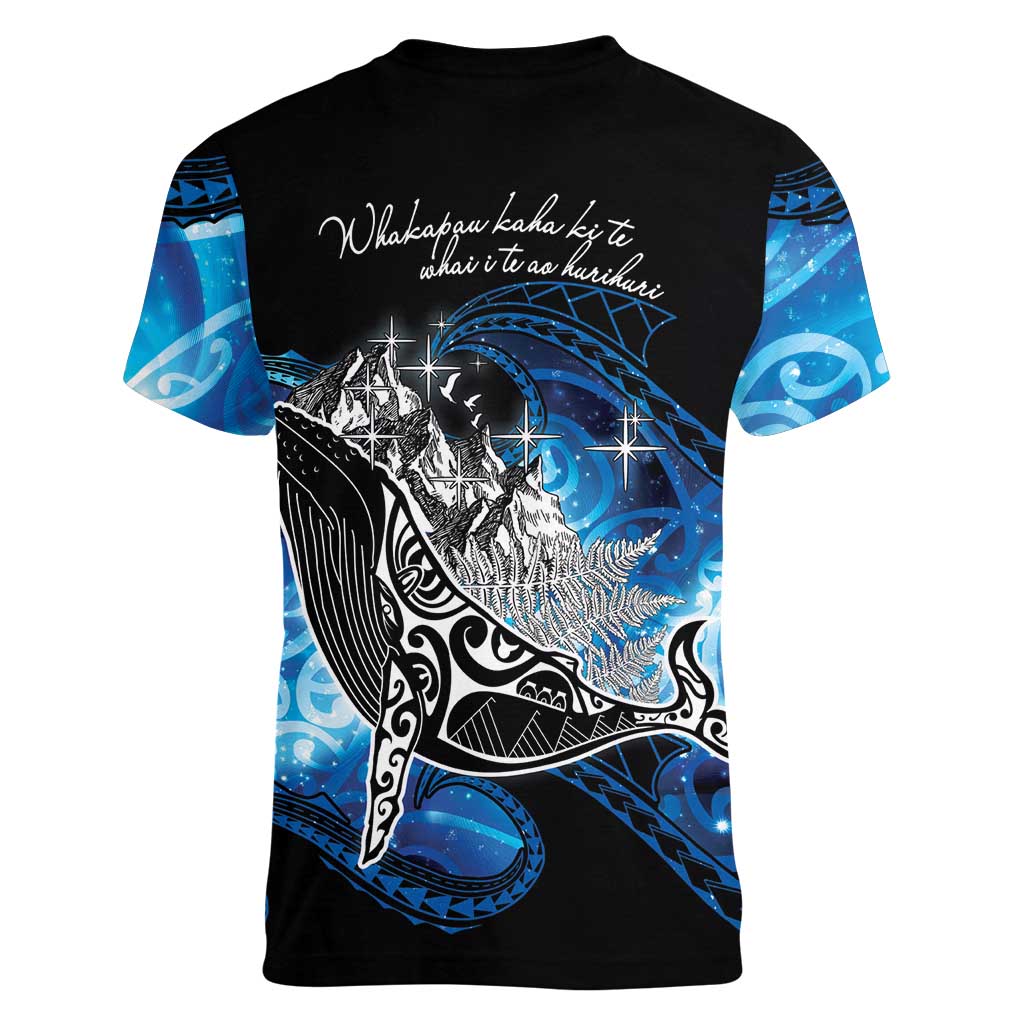 Maori Matariki Te Araroa Paikea Starry Women V-Neck T-Shirt Tangaroa Whakatauki