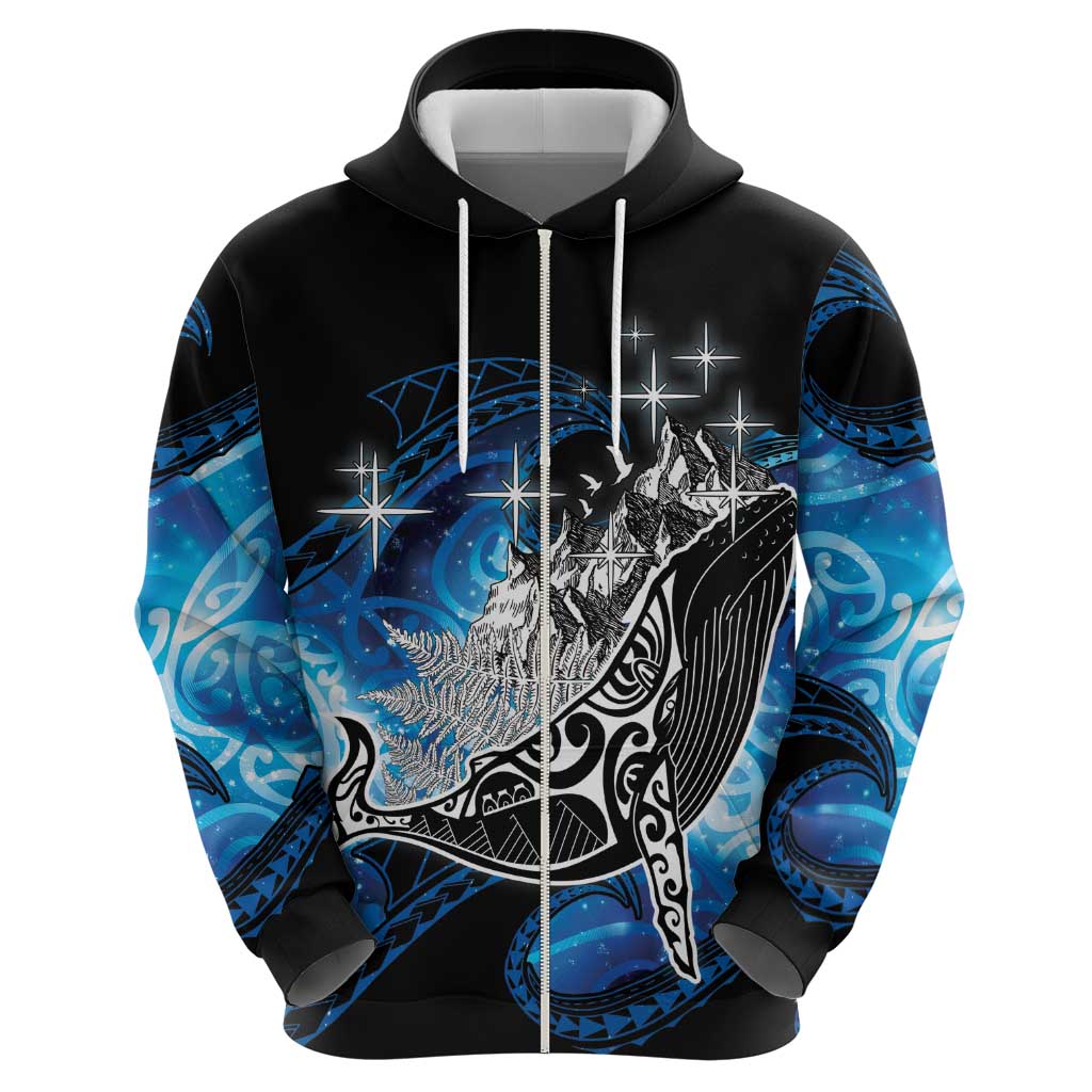 Maori Matariki Te Araroa Paikea Starry Zip Hoodie Tangaroa Whakatauki