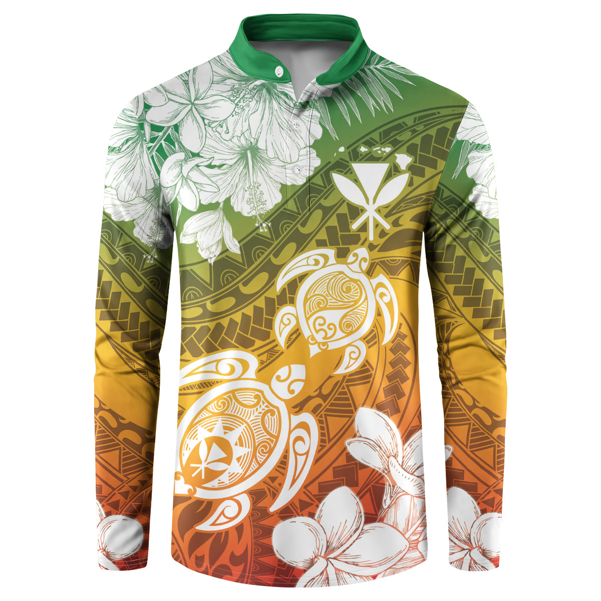 Kanaka Maoli Hawaii Flag Day Button Sweatshirt Vibrant Frangipani