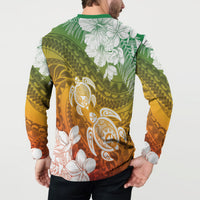 Kanaka Maoli Hawaii Flag Day Button Sweatshirt Vibrant Frangipani