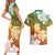 Kanaka Maoli Hawaii Flag Day Couples Matching Short Sleeve Bodycon Dress and Hawaiian Shirt Vibrant Frangipani