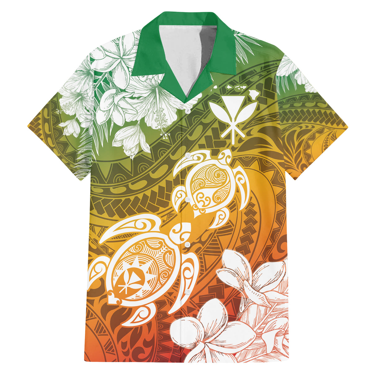 Kanaka Maoli Hawaii Flag Day Family Matching Mermaid Dress and Hawaiian Shirt Vibrant Frangipani