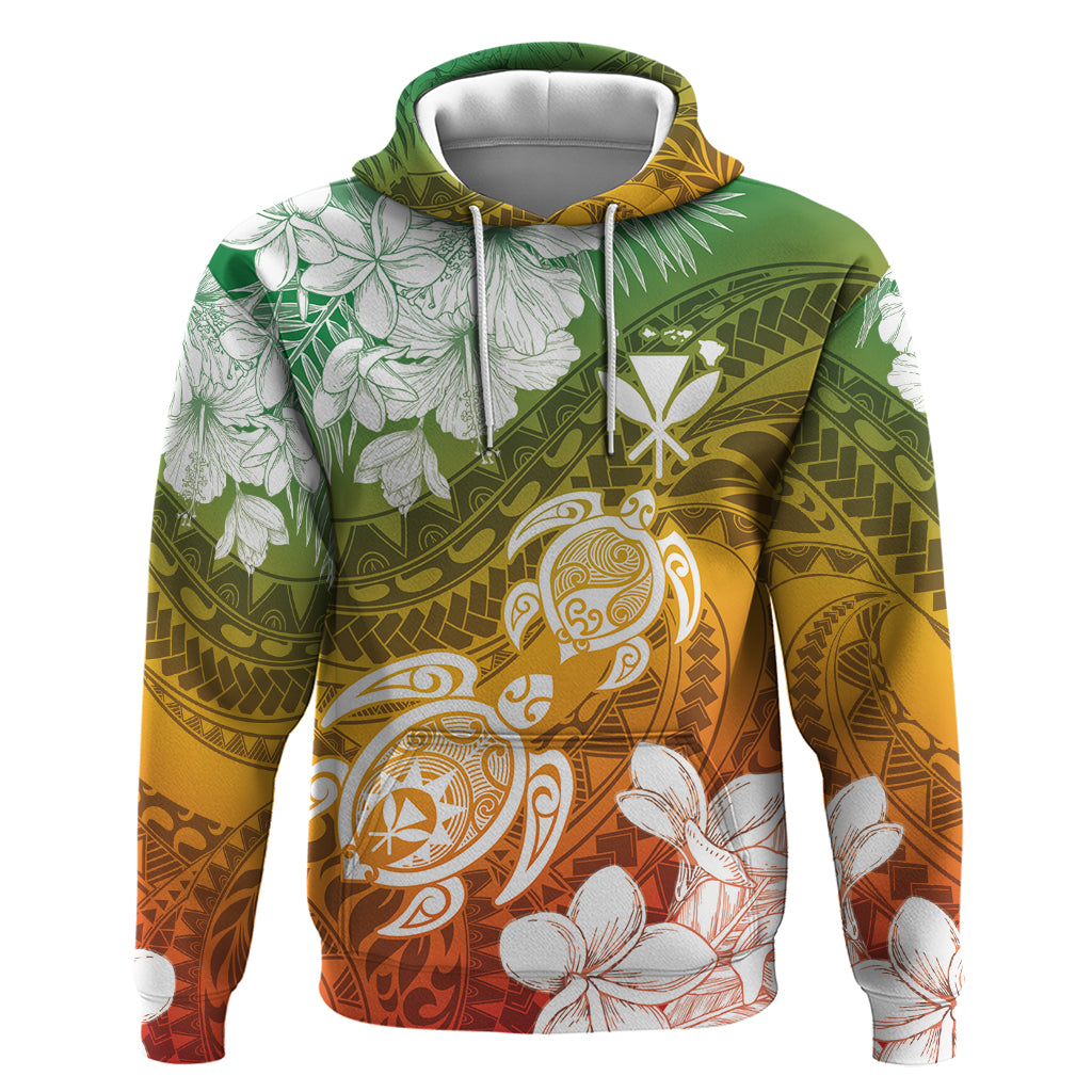 Kanaka Maoli Hawaii Flag Day Hoodie Vibrant Frangipani