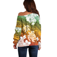 Kanaka Maoli Hawaii Flag Day Off Shoulder Sweater Vibrant Frangipani