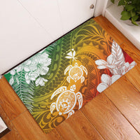 Kanaka Maoli Hawaii Flag Day Rubber Doormat Vibrant Frangipani