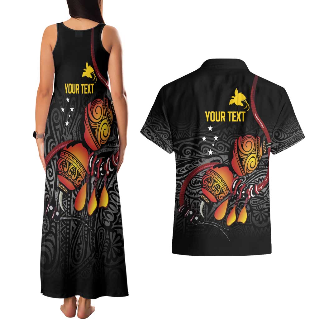 Personalized Papua New Guinea Milne Bay Couples Matching Tank Maxi Dress and Hawaiian Shirt Bagi Necklace Mix Lime Pot Grunge