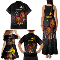 Personalized Papua New Guinea Milne Bay Family Matching Tank Maxi Dress and Hawaiian Shirt Bagi Necklace Mix Lime Pot Grunge