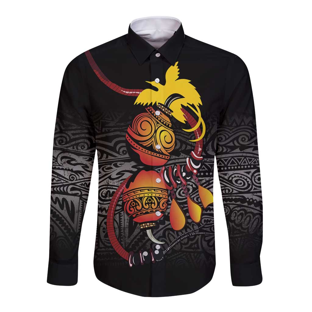 Personalized Papua New Guinea Milne Bay Long Sleeve Button Shirt Bagi Necklace Mix Lime Pot Grunge