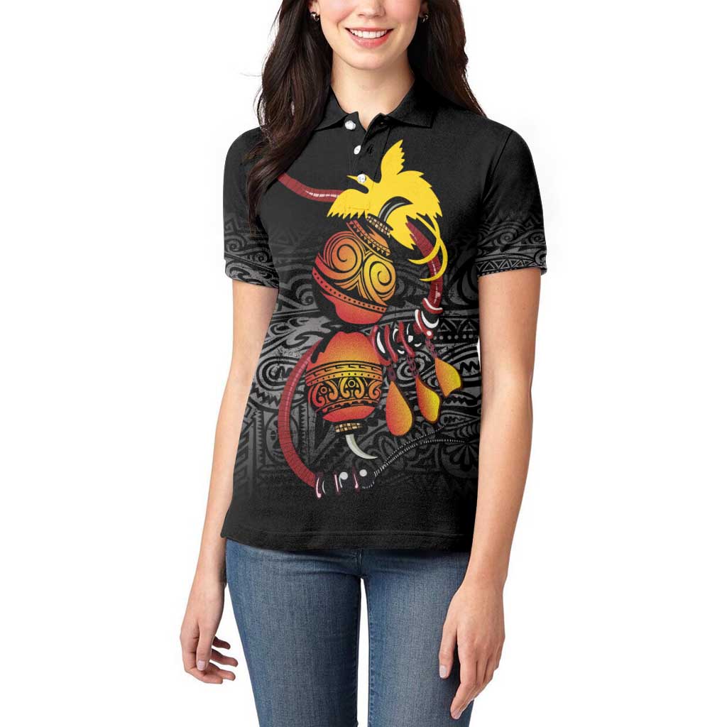 Personalized Papua New Guinea Milne Bay Women Polo Shirt Bagi Necklace Mix Lime Pot Grunge