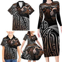 Aotearoa Maori - Australia Indigenous Family Matching Long Sleeve Bodycon Dress and Hawaiian Shirt Koiri Whakairo Mix Aboriginal Art LT7 - Polynesian Pride