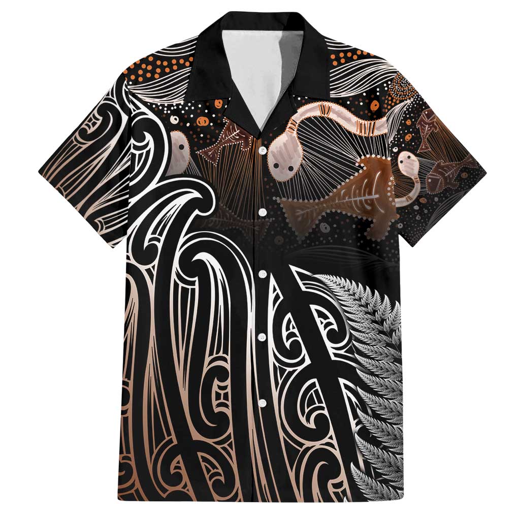 Aotearoa Maori - Australia Indigenous Family Matching Long Sleeve Bodycon Dress and Hawaiian Shirt Koiri Whakairo Mix Aboriginal Art LT7 Dad's Shirt - Short Sleeve Brown - Polynesian Pride
