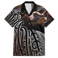 Aotearoa Maori - Australia Indigenous Family Matching Long Sleeve Bodycon Dress and Hawaiian Shirt Koiri Whakairo Mix Aboriginal Art LT7 Dad's Shirt - Short Sleeve Brown - Polynesian Pride