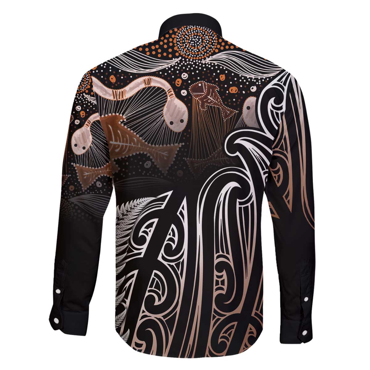 Aotearoa Maori - Australia Indigenous Family Matching Off The Shoulder Long Sleeve Dress and Hawaiian Shirt Koiri Whakairo Mix Aboriginal Art - Polynesian Pride