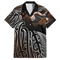 Aotearoa Maori - Australia Indigenous Family Matching Short Sleeve Bodycon Dress and Hawaiian Shirt Koiri Whakairo Mix Aboriginal Art LT7 Dad's Shirt - Short Sleeve Brown - Polynesian Pride