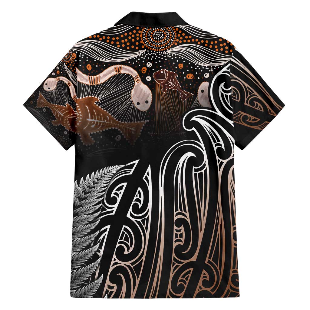 Aotearoa Maori - Australia Indigenous Family Matching Short Sleeve Bodycon Dress and Hawaiian Shirt Koiri Whakairo Mix Aboriginal Art LT7 - Polynesian Pride