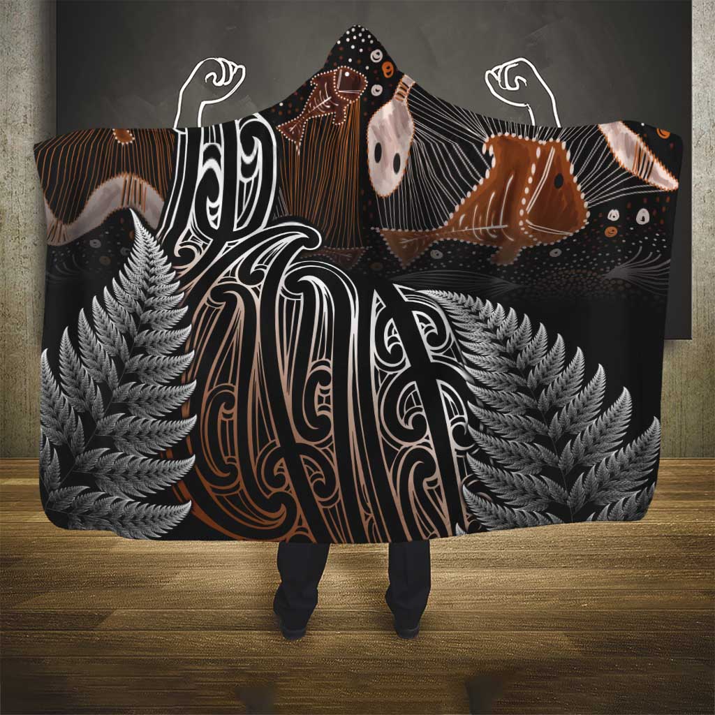 Aotearoa Maori - Australia Indigenous Hooded Blanket Koiri Whakairo Mix Aboriginal Art LT7 - Polynesian Pride