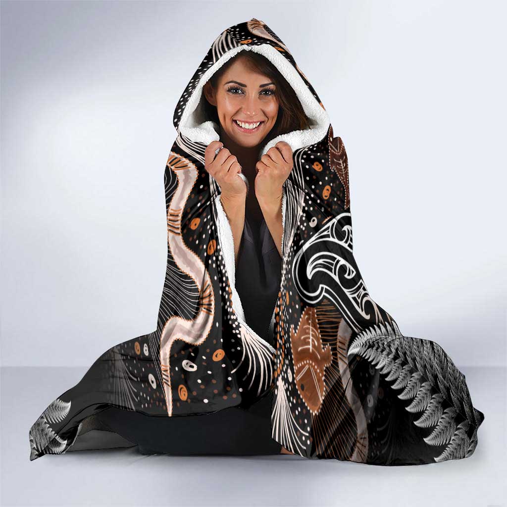 Aotearoa Maori - Australia Indigenous Hooded Blanket Koiri Whakairo Mix Aboriginal Art LT7 - Polynesian Pride