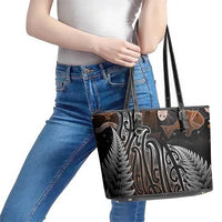 Aotearoa Maori - Australia Indigenous Leather Tote Bag Koiri Whakairo Mix Aboriginal Art - Polynesian Pride
