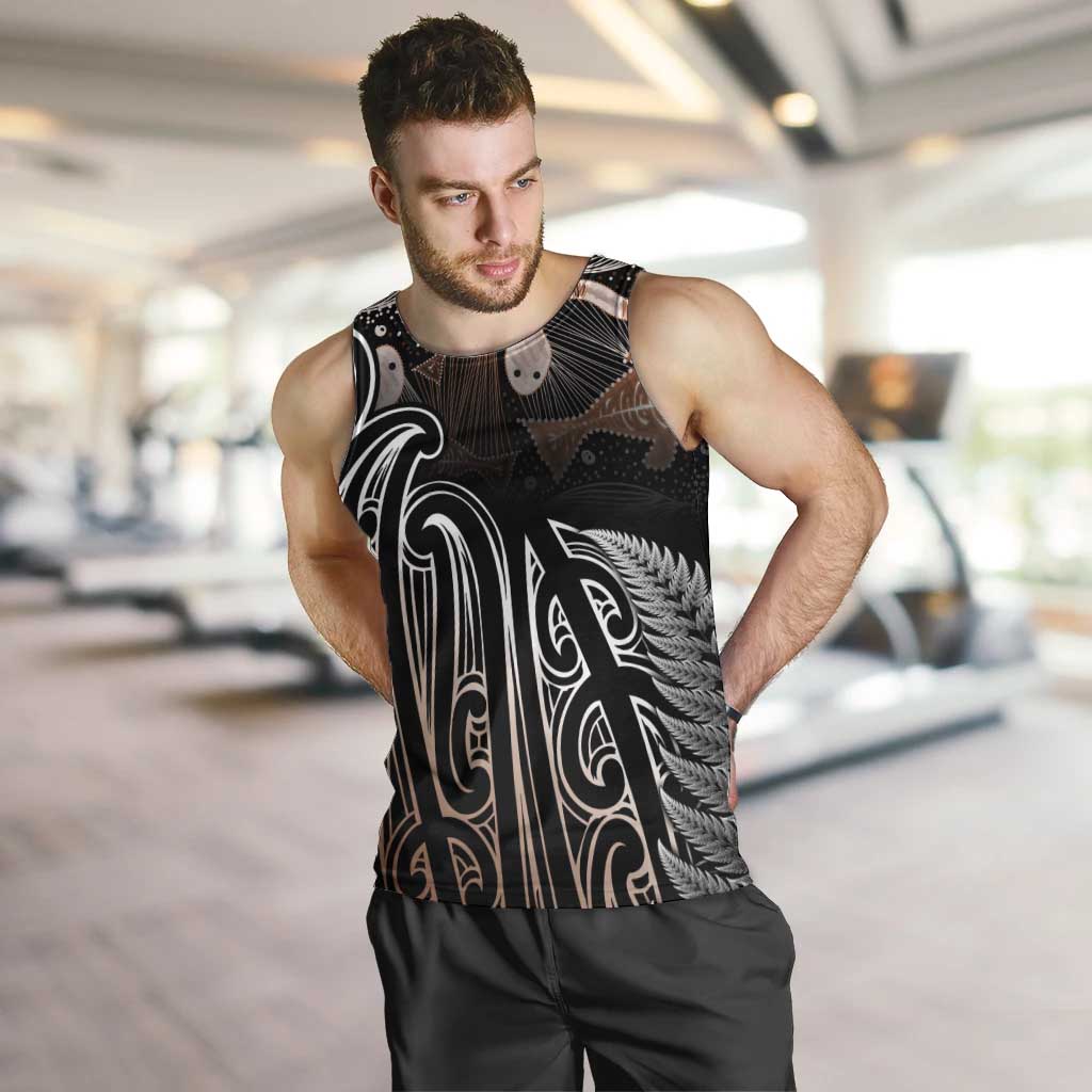 Aotearoa Maori - Australia Indigenous Men Tank Top Koiri Whakairo Mix Aboriginal Art - Polynesian Pride