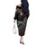 Aotearoa Maori - Australia Indigenous Off The Shoulder Long Sleeve Dress Koiri Whakairo Mix Aboriginal Art - Polynesian Pride