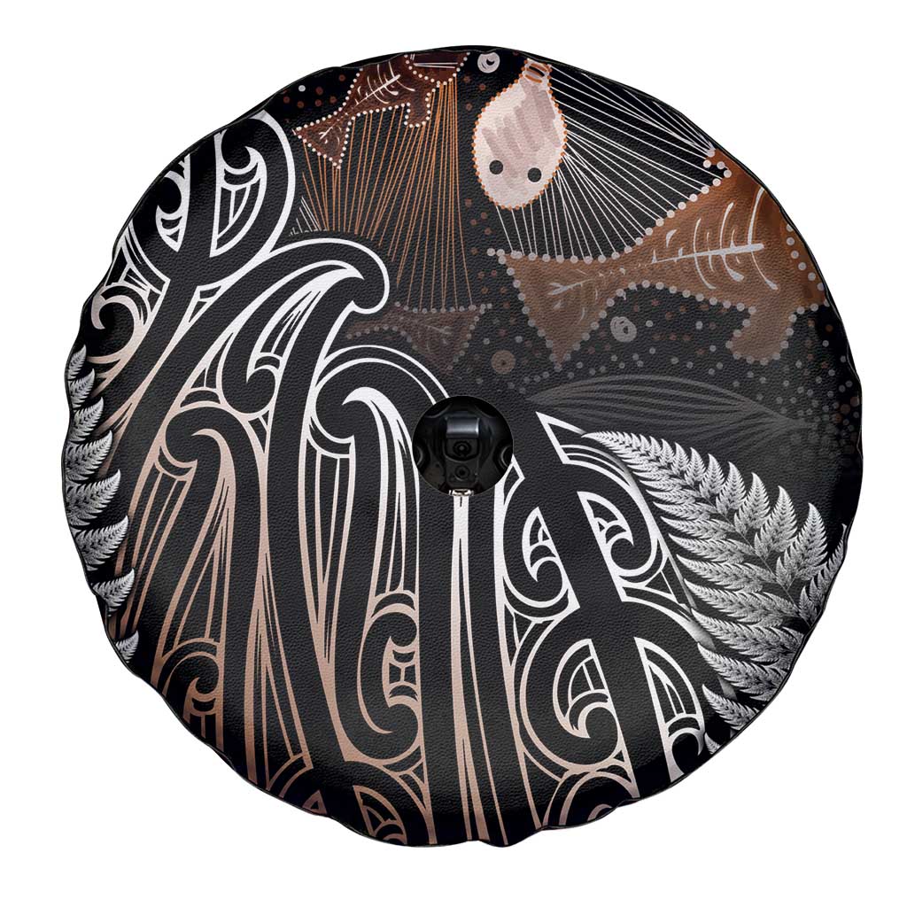 Aotearoa Maori - Australia Indigenous Spare Tire Cover Koiri Whakairo Mix Aboriginal Art - Polynesian Pride