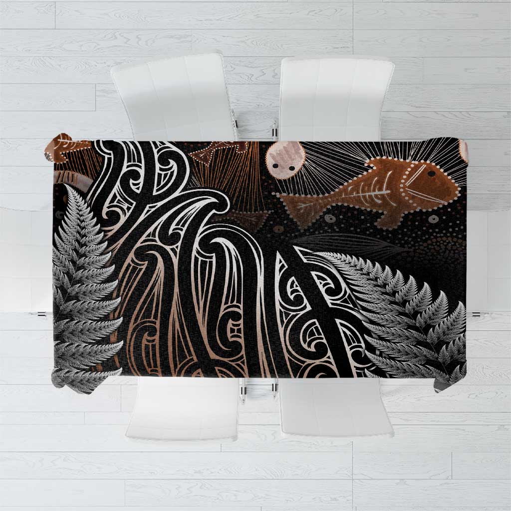 Aotearoa Maori - Australia Indigenous Tablecloth Koiri Whakairo Mix Aboriginal Art - Polynesian Pride