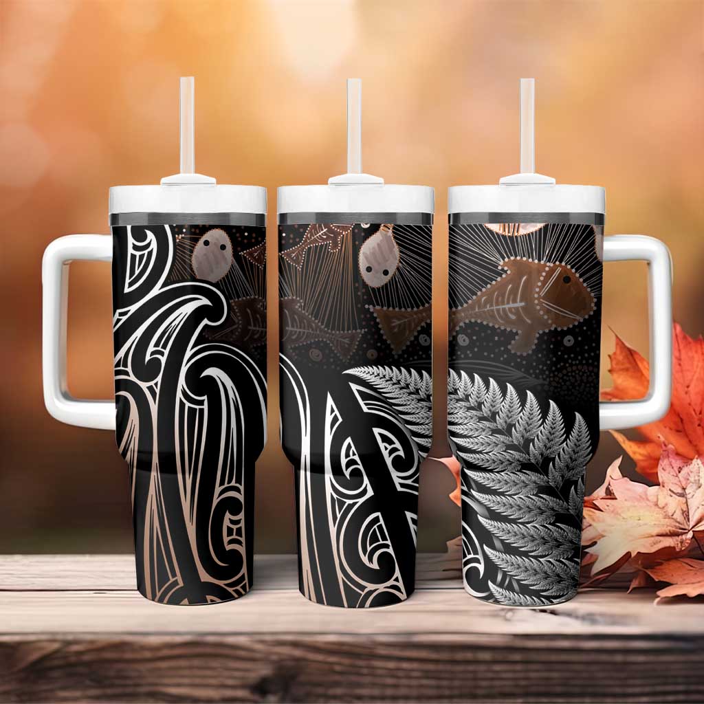 Aotearoa Maori - Australia Indigenous Tumbler With Handle Koiri Whakairo Mix Aboriginal Art - Polynesian Pride