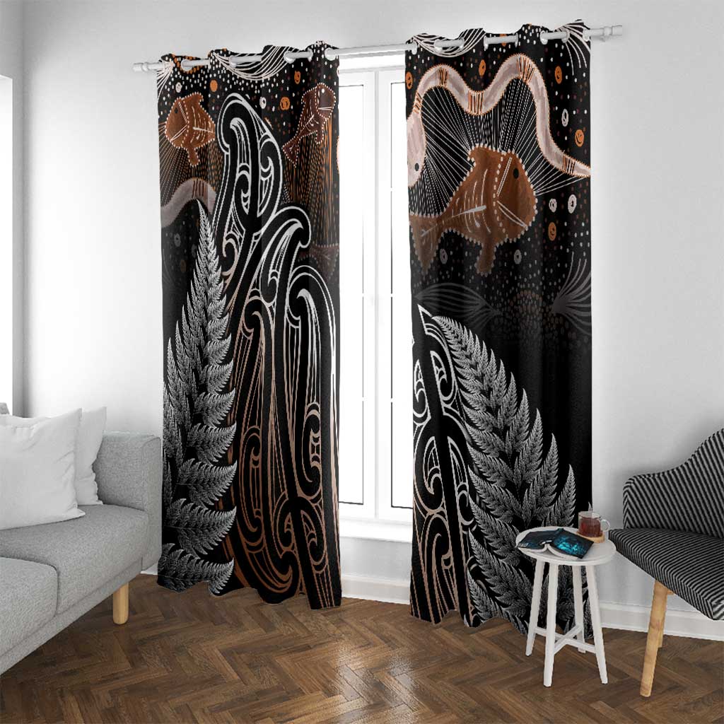 Aotearoa Maori - Australia Indigenous Window Curtain Koiri Whakairo Mix Aboriginal Art - Polynesian Pride