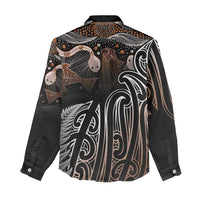Aotearoa Maori - Australia Indigenous Women Casual Shirt Koiri Whakairo Mix Aboriginal Art - Polynesian Pride