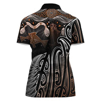 Aotearoa Maori - Australia Indigenous Women Polo Shirt Koiri Whakairo Mix Aboriginal Art - Polynesian Pride