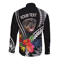 Personalised Polynesian Dog Long Sleeve Button Shirt Rottweiler With Polynesia Pattern Curve Style LT7 - Polynesian Pride