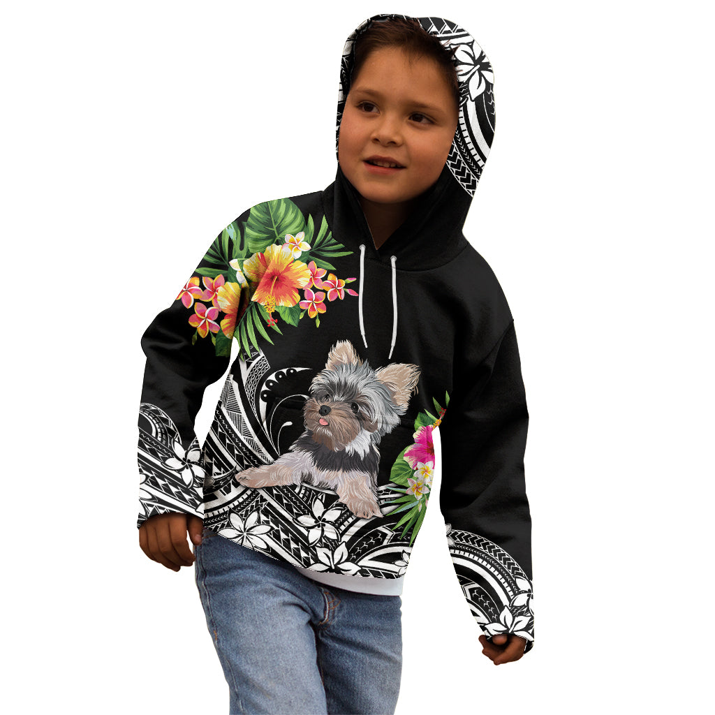 Personalised Polynesian Kid Hoodie With Yorkshire Terrier Floral Style LT7 - Polynesian Pride