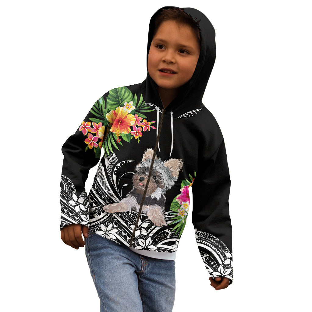 Personalised Polynesian Kid Hoodie With Yorkshire Terrier Floral Style LT7 - Polynesian Pride