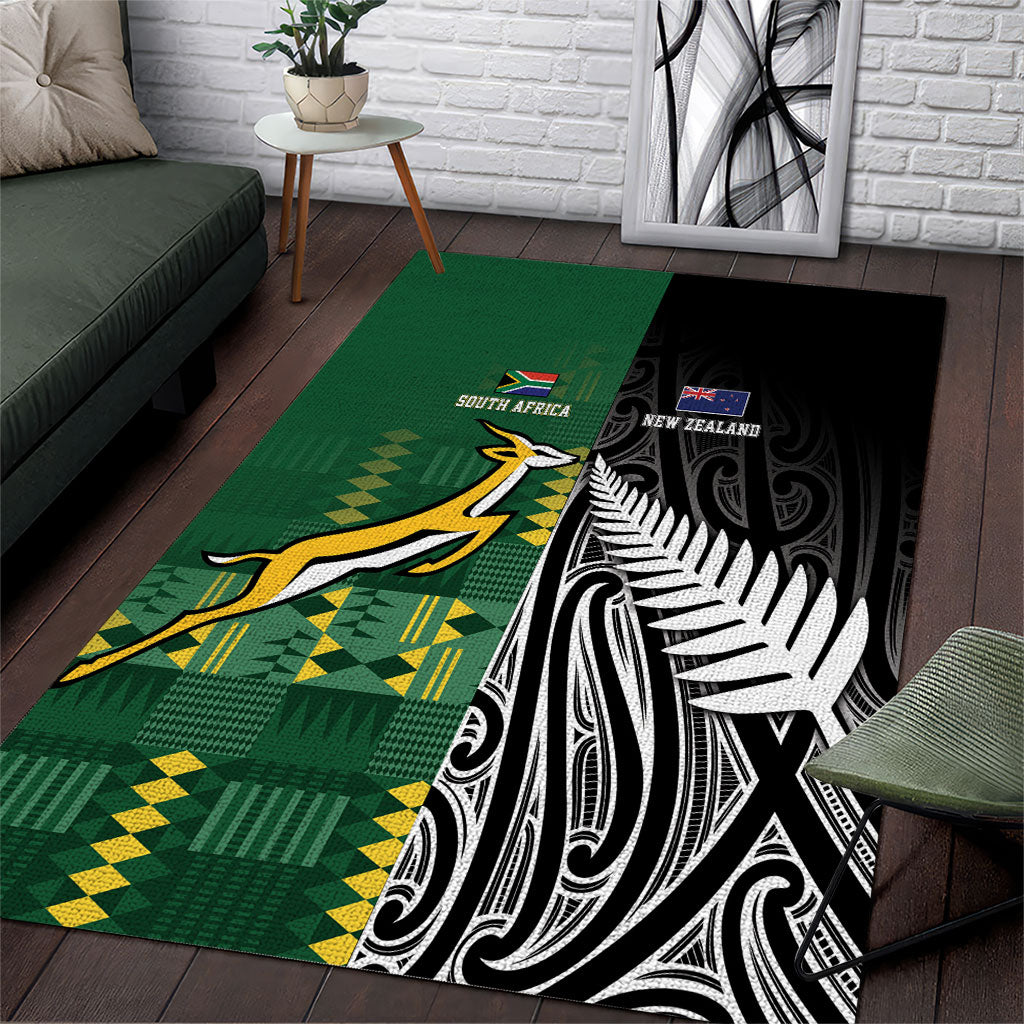 Rugby South Africa New Zealand Greatest Rivals Area Rug Tribal Motifs LT7 Multicolor - Polynesian Pride