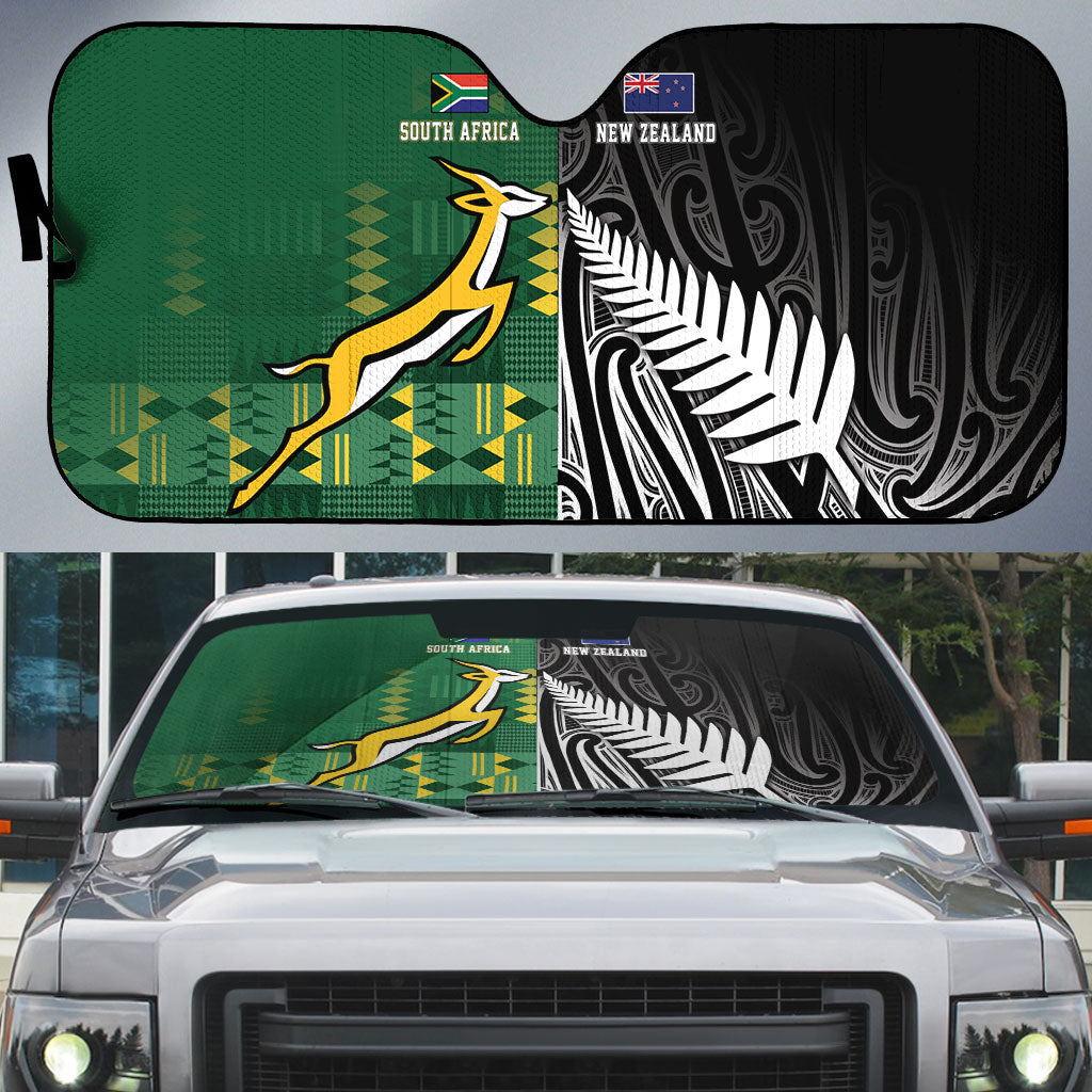 Rugby South Africa New Zealand Greatest Rivals Auto Sun Shade Tribal Motifs LT7 Multicolor - Polynesian Pride
