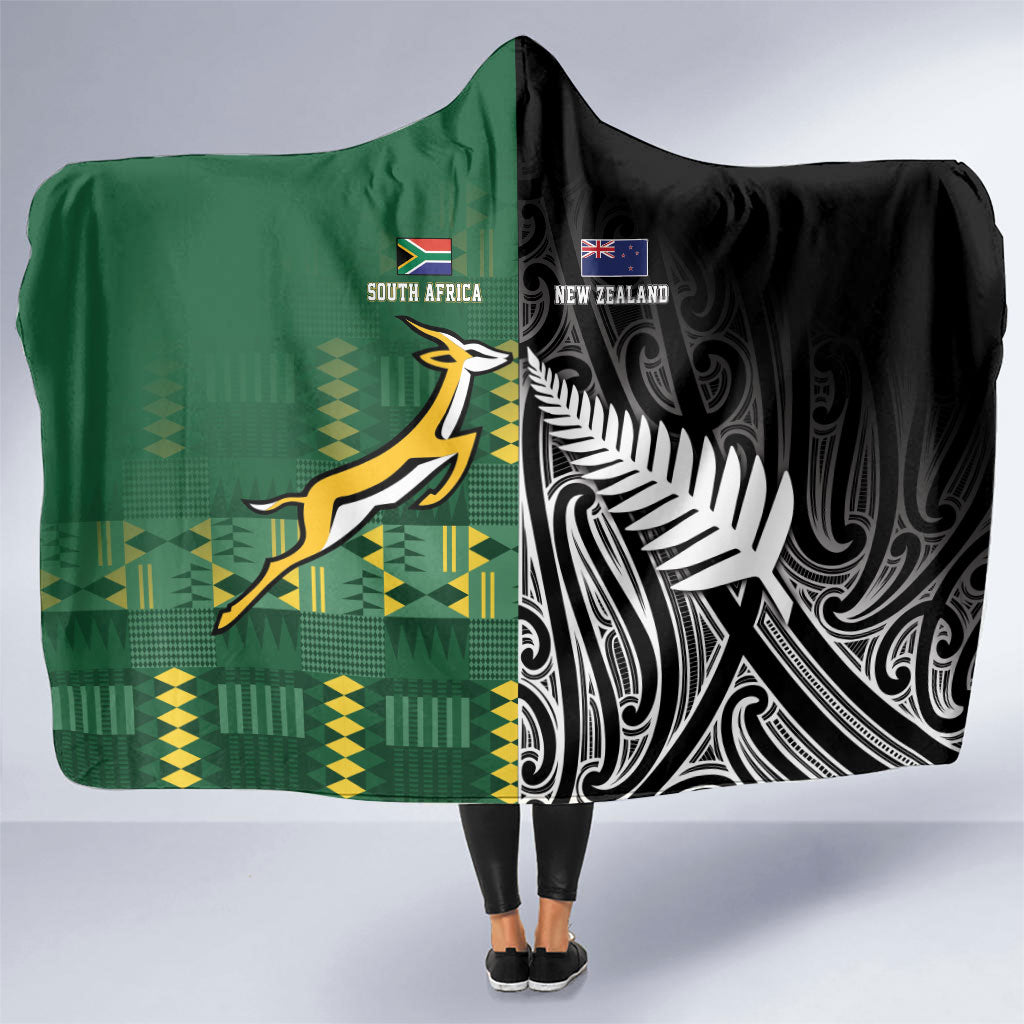 Rugby South Africa New Zealand Greatest Rivals Hooded Blanket Tribal Motifs LT7 One Size Multicolor - Polynesian Pride