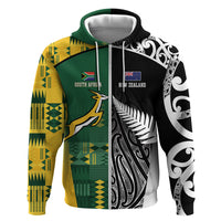 Custom Rugby South Africa New Zealand Greatest Rivals Hoodie Tribal Motifs LT7 Zip Hoodie Multicolor - Polynesian Pride
