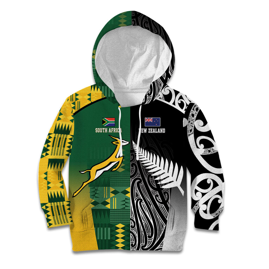 Custom Rugby South Africa New Zealand Greatest Rivals Kid Hoodie Tribal Motifs LT7 Hoodie Multicolor - Polynesian Pride