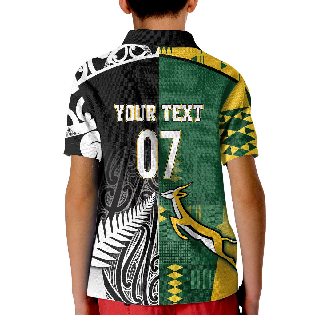 Custom Rugby South Africa New Zealand Greatest Rivals Kid Polo Shirt Tribal Motifs LT7 - Polynesian Pride