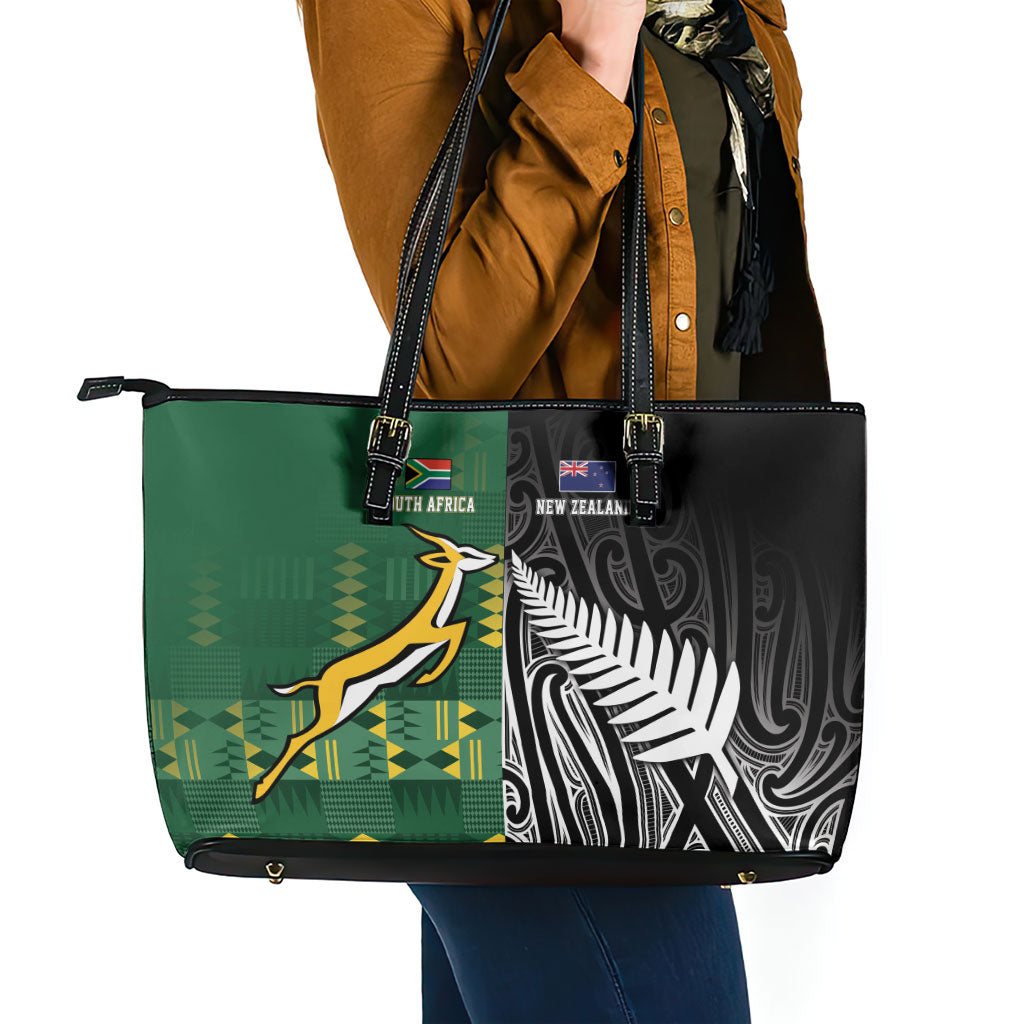 Rugby South Africa New Zealand Greatest Rivals Leather Tote Bag Tribal Motifs LT7 - Polynesian Pride