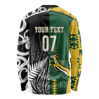 Custom Rugby South Africa New Zealand Greatest Rivals Long Sleeve Shirt Tribal Motifs LT7 - Polynesian Pride
