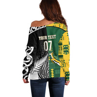 Custom Rugby South Africa New Zealand Greatest Rivals Off Shoulder Sweater Tribal Motifs LT7 - Polynesian Pride