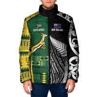 Custom Rugby South Africa New Zealand Greatest Rivals Padded Jacket Tribal Motifs LT7 Men Multicolor - Polynesian Pride