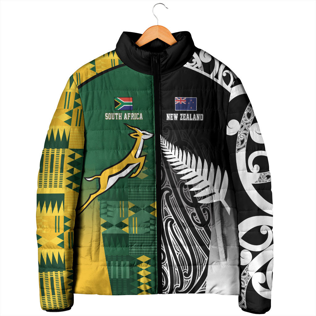 Custom Rugby South Africa New Zealand Greatest Rivals Padded Jacket Tribal Motifs LT7 - Polynesian Pride