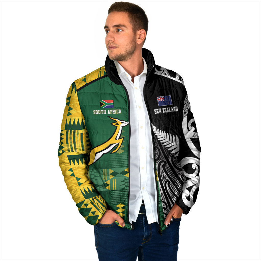 Custom Rugby South Africa New Zealand Greatest Rivals Padded Jacket Tribal Motifs LT7 - Polynesian Pride