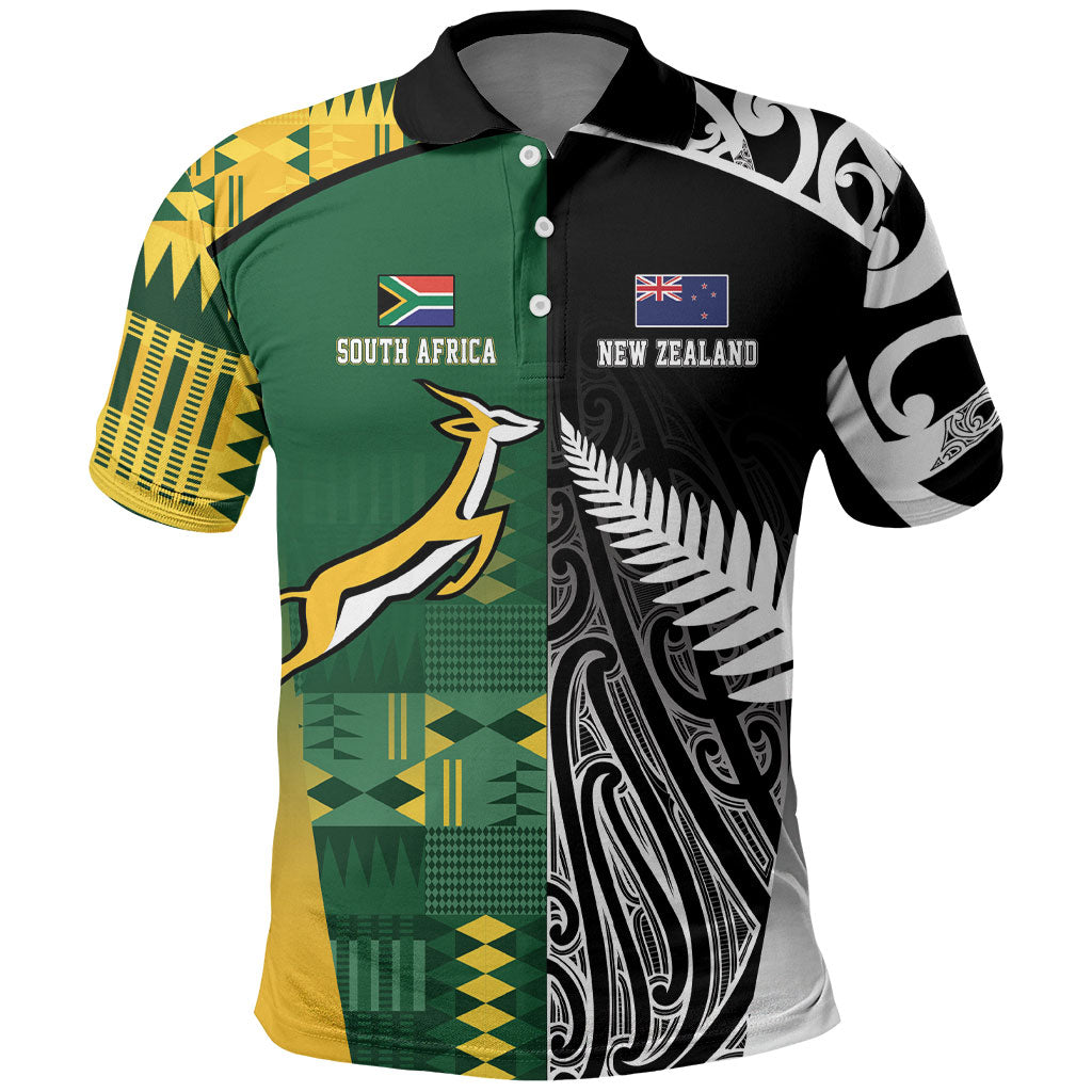 Custom Rugby South Africa New Zealand Greatest Rivals Polo Shirt Tribal Motifs LT7 Multicolor - Polynesian Pride