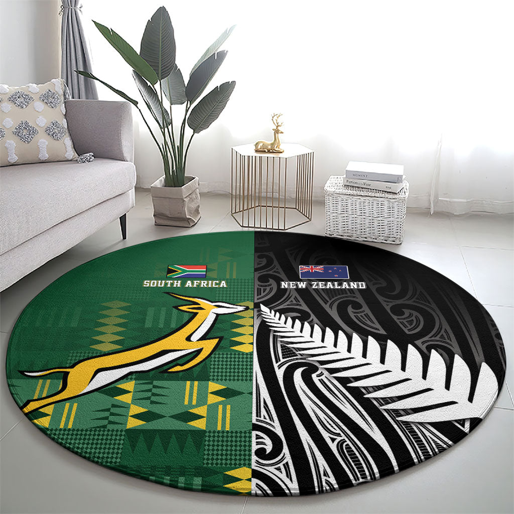 Rugby South Africa New Zealand Greatest Rivals Round Carpet Tribal Motifs LT7 - Polynesian Pride