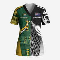 Custom Rugby South Africa New Zealand Greatest Rivals Scrub Top Tribal Motifs LT7 Adult Multicolor - Polynesian Pride