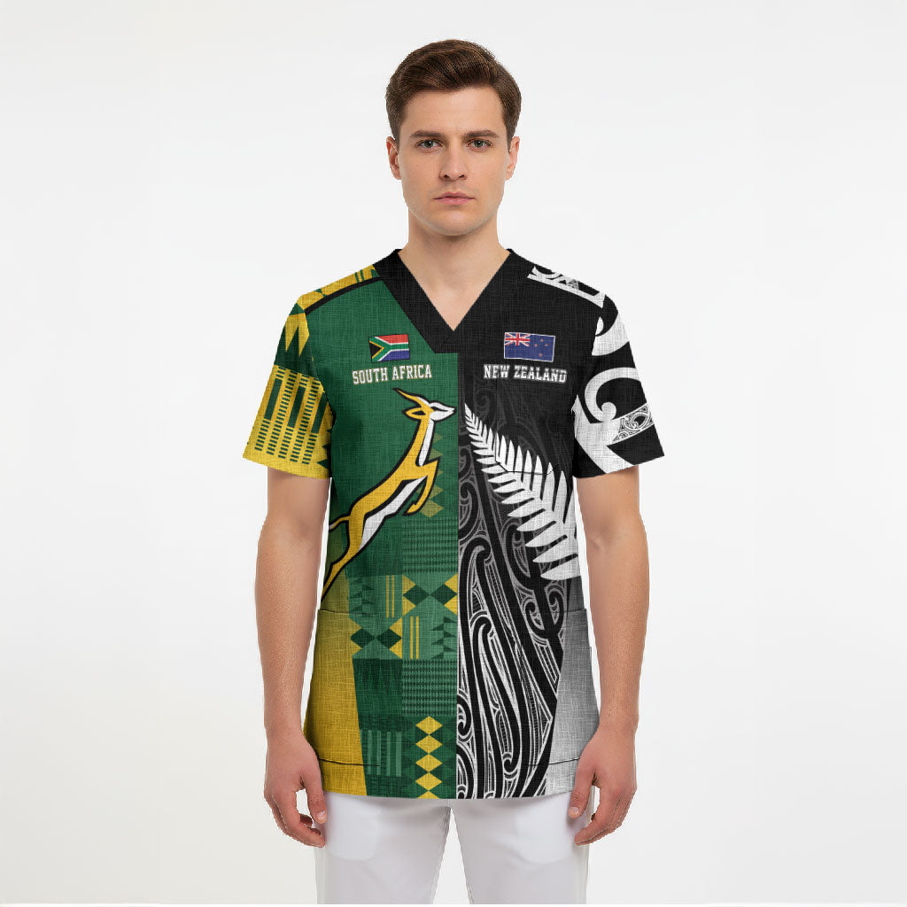 Custom Rugby South Africa New Zealand Greatest Rivals Scrub Top Tribal Motifs LT7 - Polynesian Pride