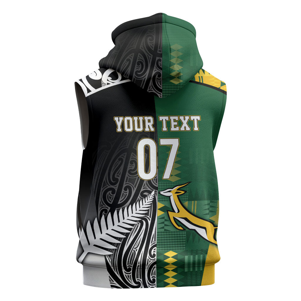 Custom Rugby South Africa New Zealand Greatest Rivals Sleeveless Zip Hoodie Tribal Motifs LT7 - Polynesian Pride